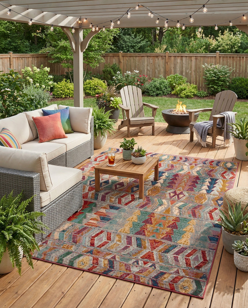 Urban Terrace Collection Area Rug -  Arcade Rectangle Multi  lifestyle 9
