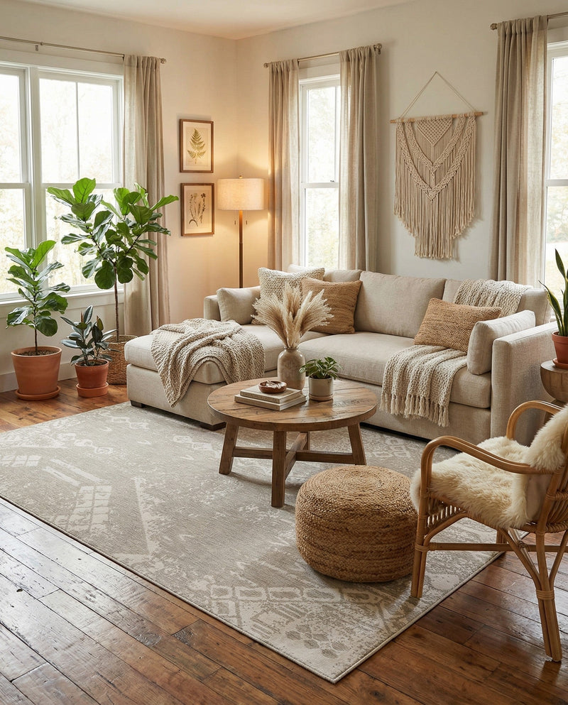 Desert Nomad Terrace Collection Area Rug - Sahara (Gray) Rectangle Gray  lifestyle 15
