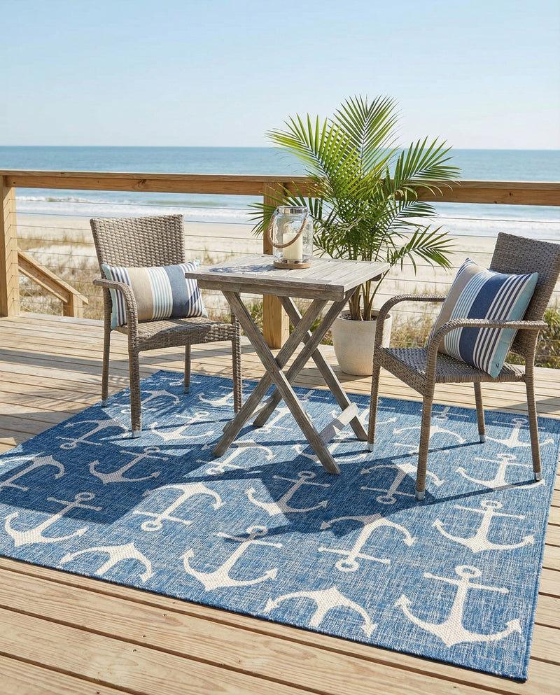 Seaside Haven Rugs Collection Area Rug - Sapphire (Blue) Square Blue  lifestyle 75