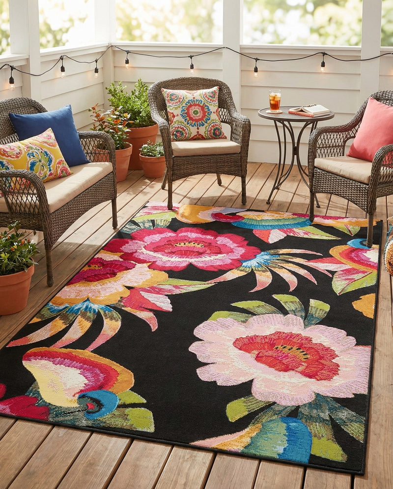 Seaside Blooms Collection Area Rug -  Versailles Rectangle Multi  lifestyle 23