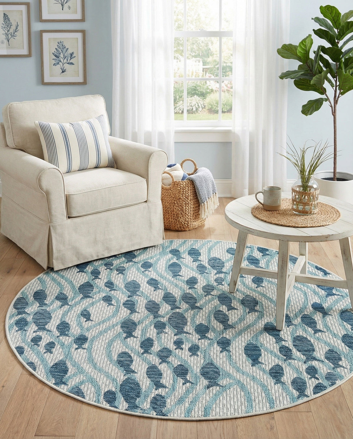 Seaside Haven Rugs Collection Area Rug -  Harbor Round Blue  lifestyle 36