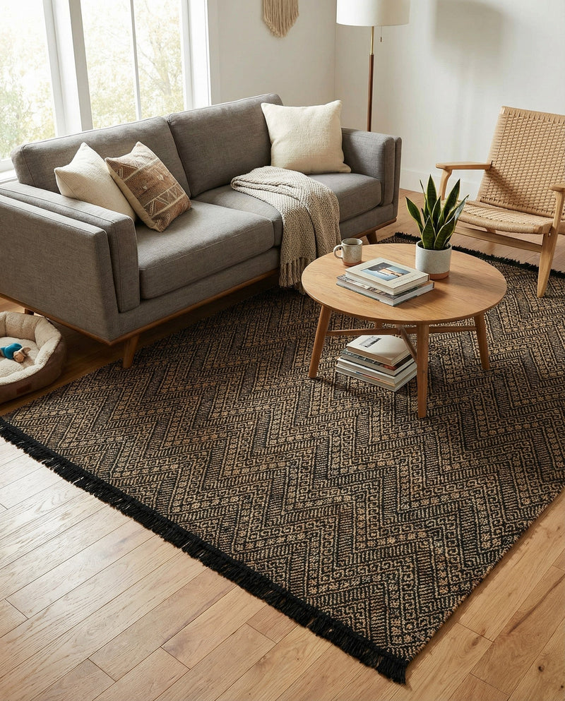 Woven Seaside Jute Collection Area Rug - Oia Rectangle Black and Natural  lifestyle 19