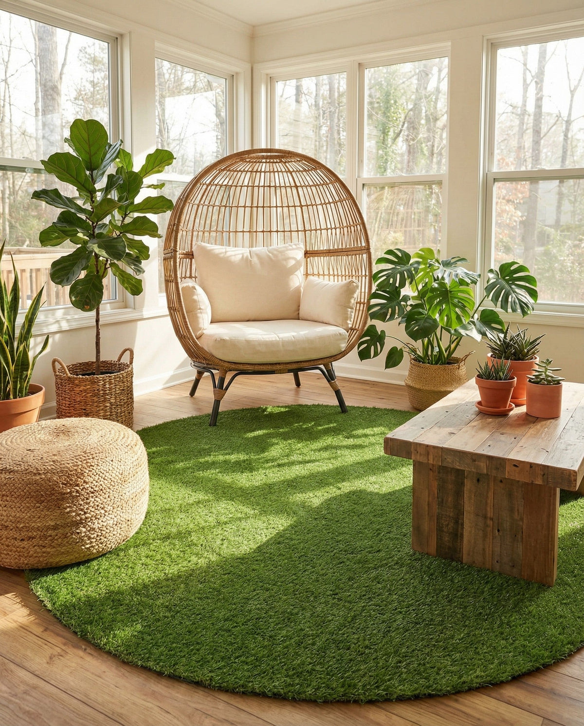 Meadow Retreat Collection Area Rug - Glen Round Green  lifestyle 88