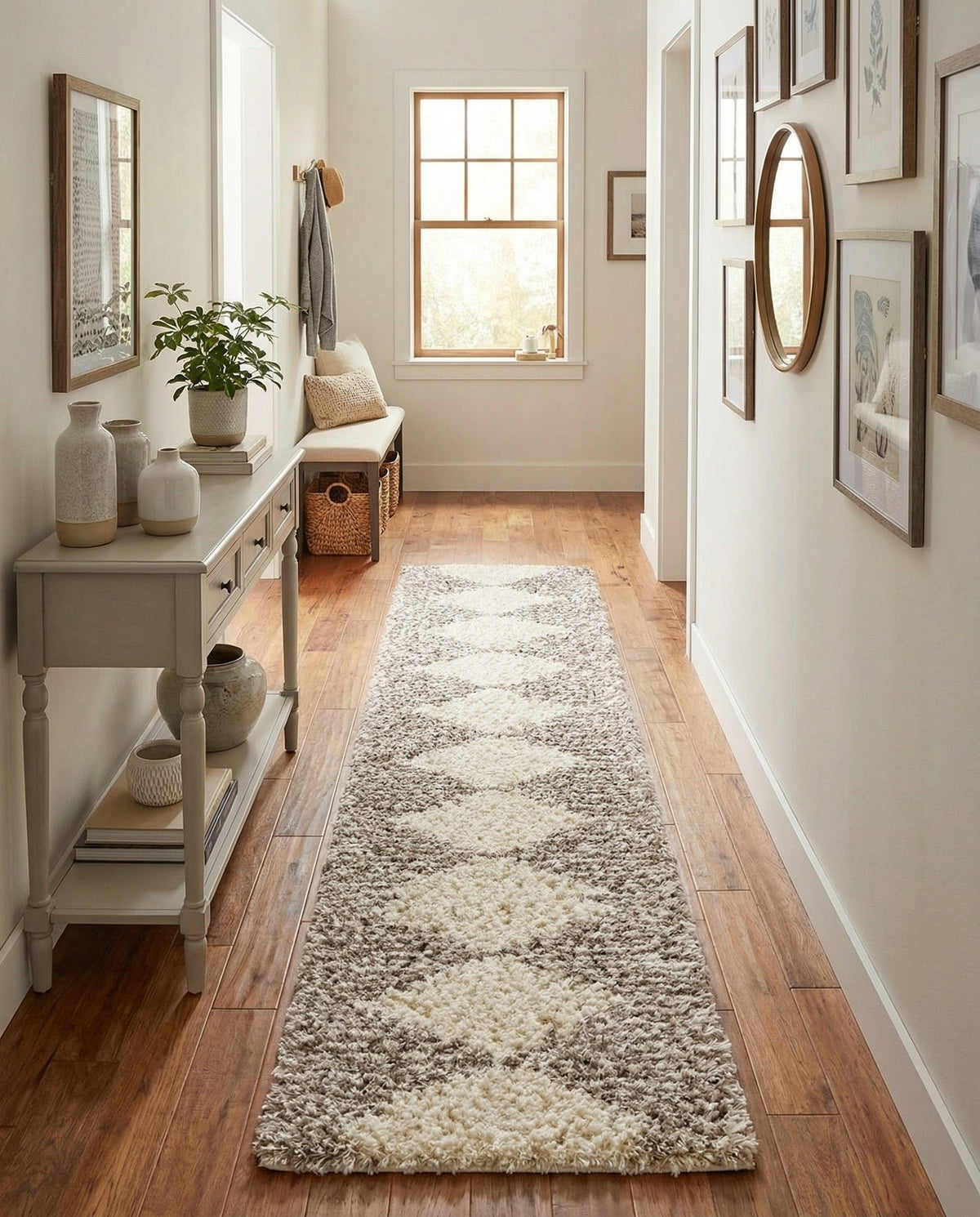 Eternal Plush Oasis Collection Area Rug -  Bliss Runner Pearl and Khaki  lifestyle 95
