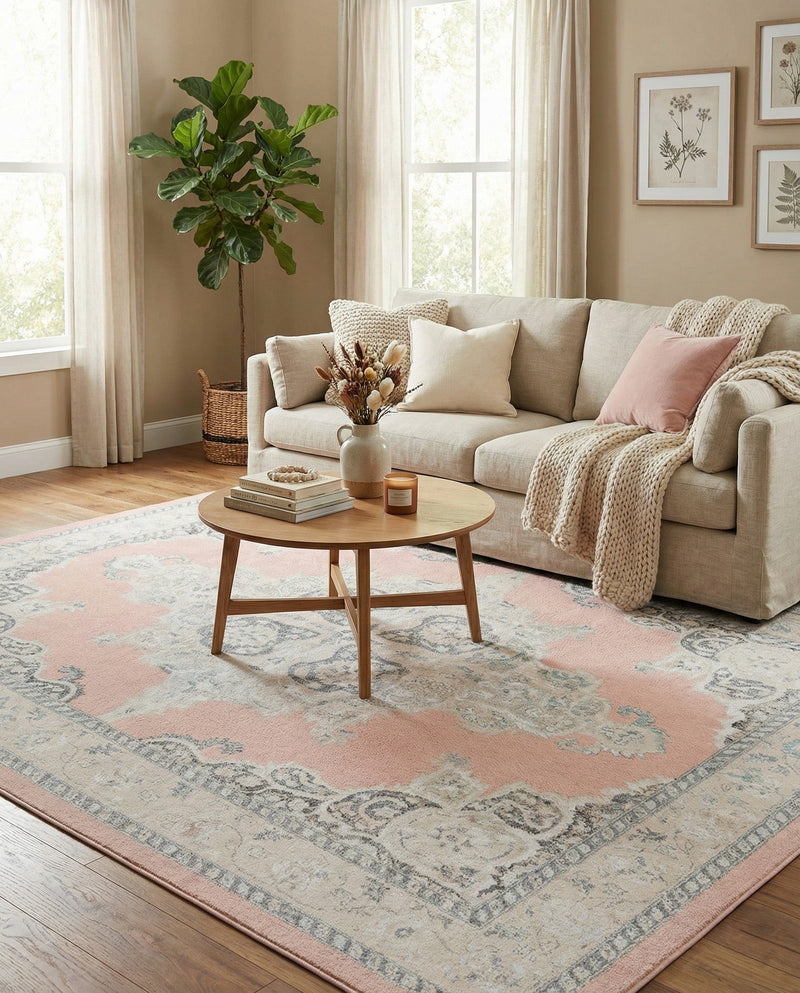 Beverly Grove Collection Area Rug -  Fairfax (Rose) Rectangle Rose  lifestyle 22