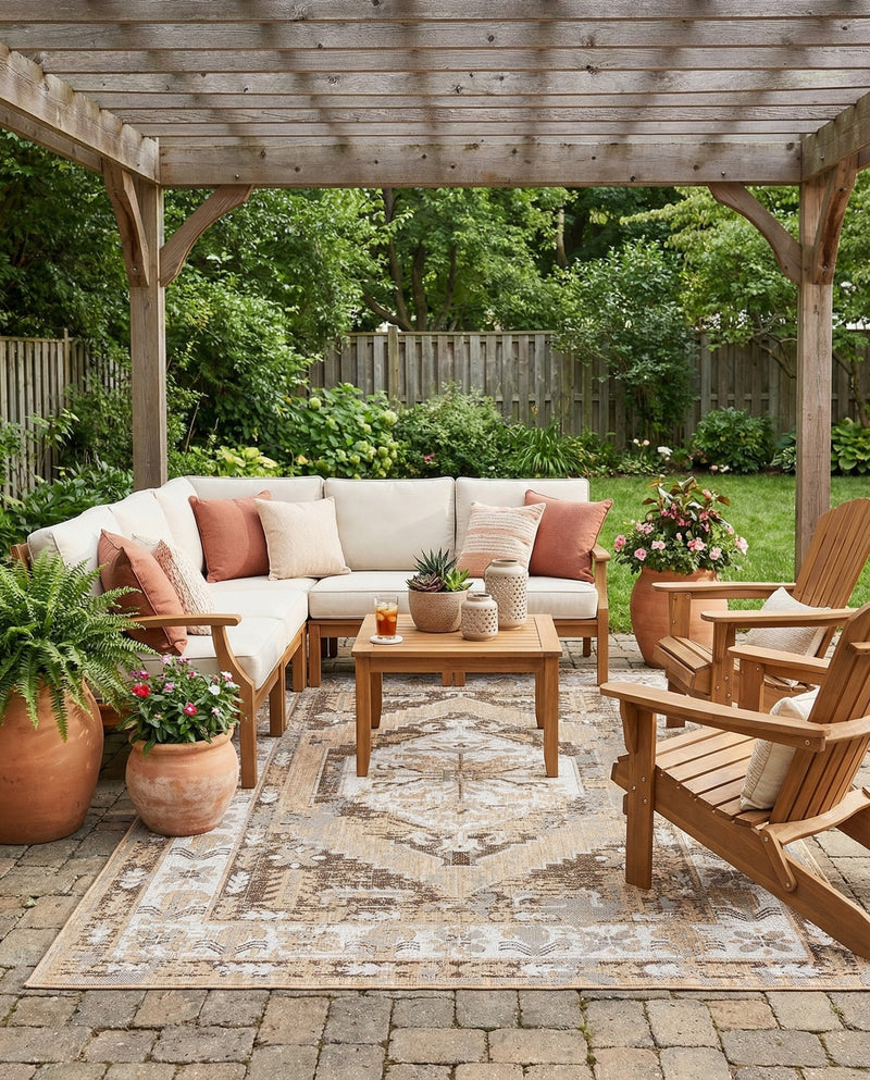 Patio Heritage Collection Area Rug -  Augusta (Natural) Rectangle Natural  lifestyle 29