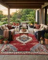 Patio Heritage Collection Area Rug -  Alcove Rectangle Red and Navy Blue  lifestyle 21
