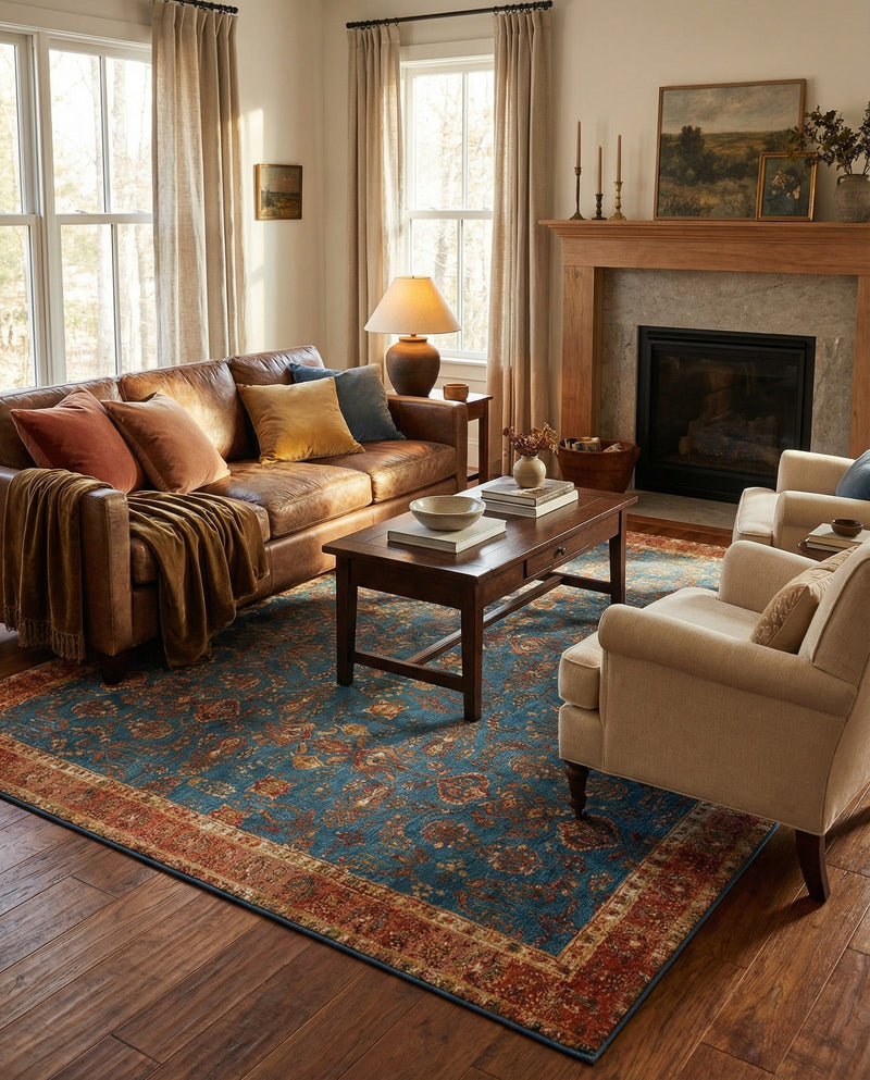 Patio Heritage Collection Area Rug -  Pavilion Rectangle Navy Blue  lifestyle 3