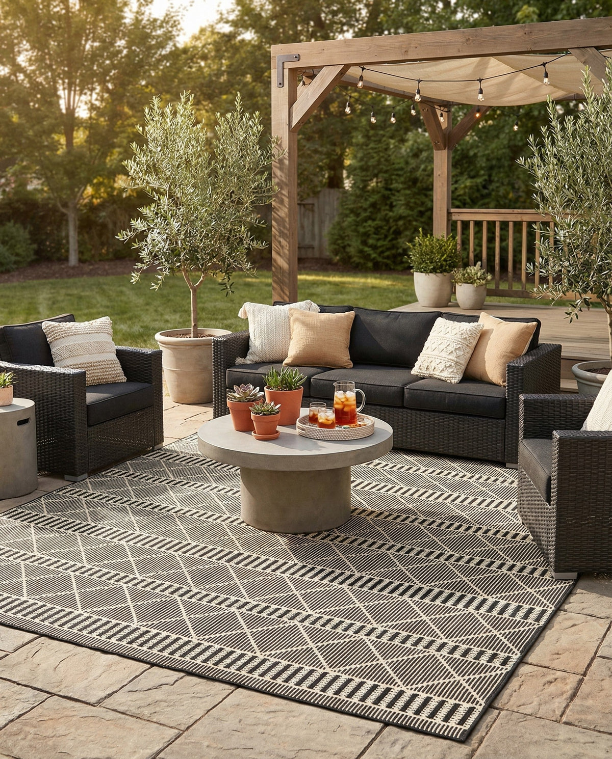 Savannah Pergola Collection Area Rug -  Glade Rectangle Black  lifestyle 22