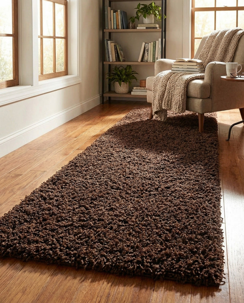 Plush Oasis Collection Area Rug - Serenity (Chocolate Brown) Runner Chocolate Brown  lifestyle 33
