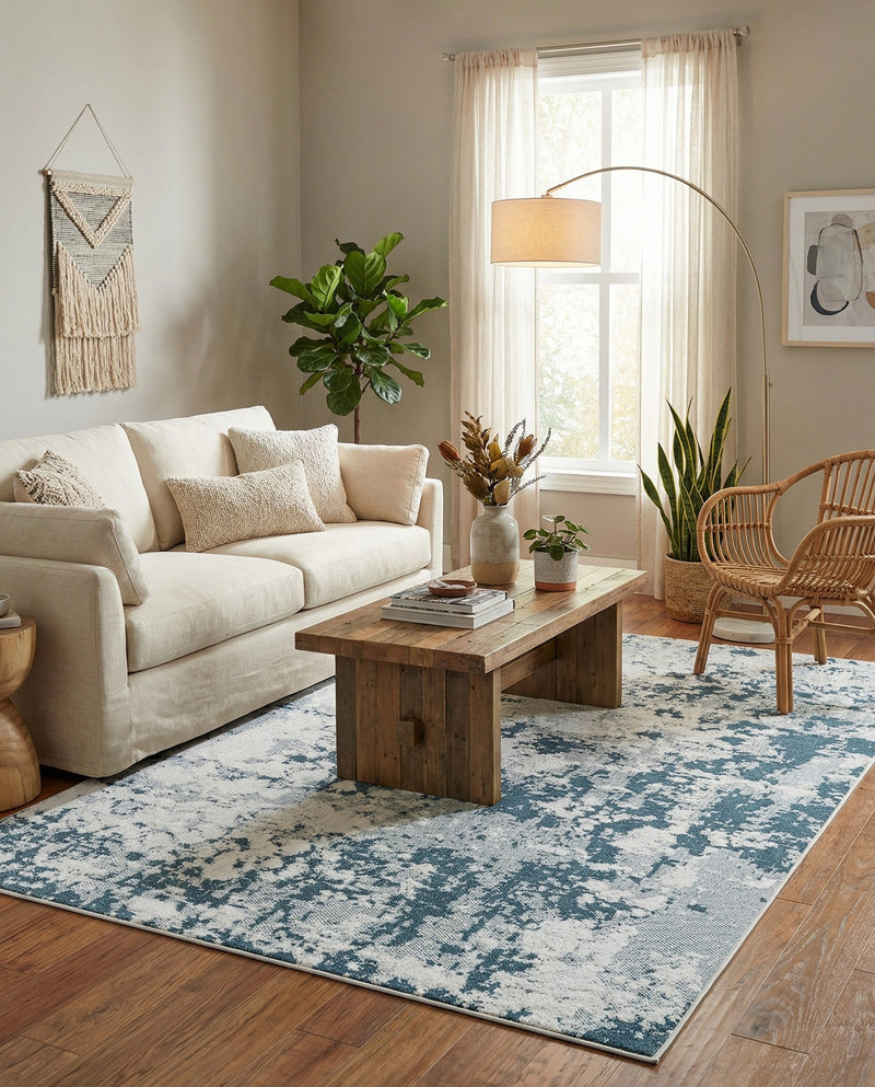 Cathedral Elegance Collection Area Rug -  Basilica Rectangle Navy Blue  lifestyle 30