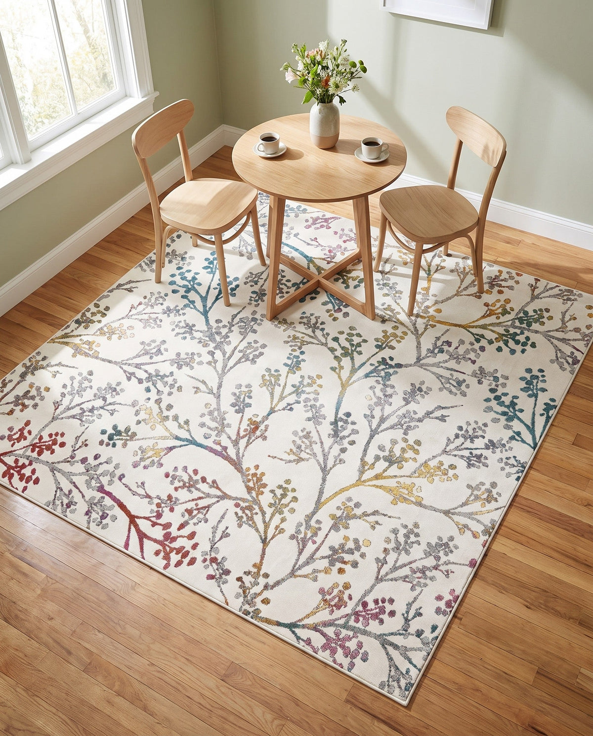 Meadow Breeze Collection Area Rug -  Sunbeam Square Ivory  lifestyle 195