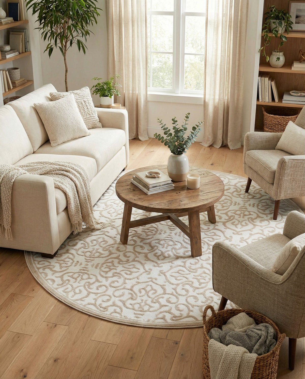 Andes Summit Collection Area Rug -  Pichincha Round Snow White  lifestyle 83