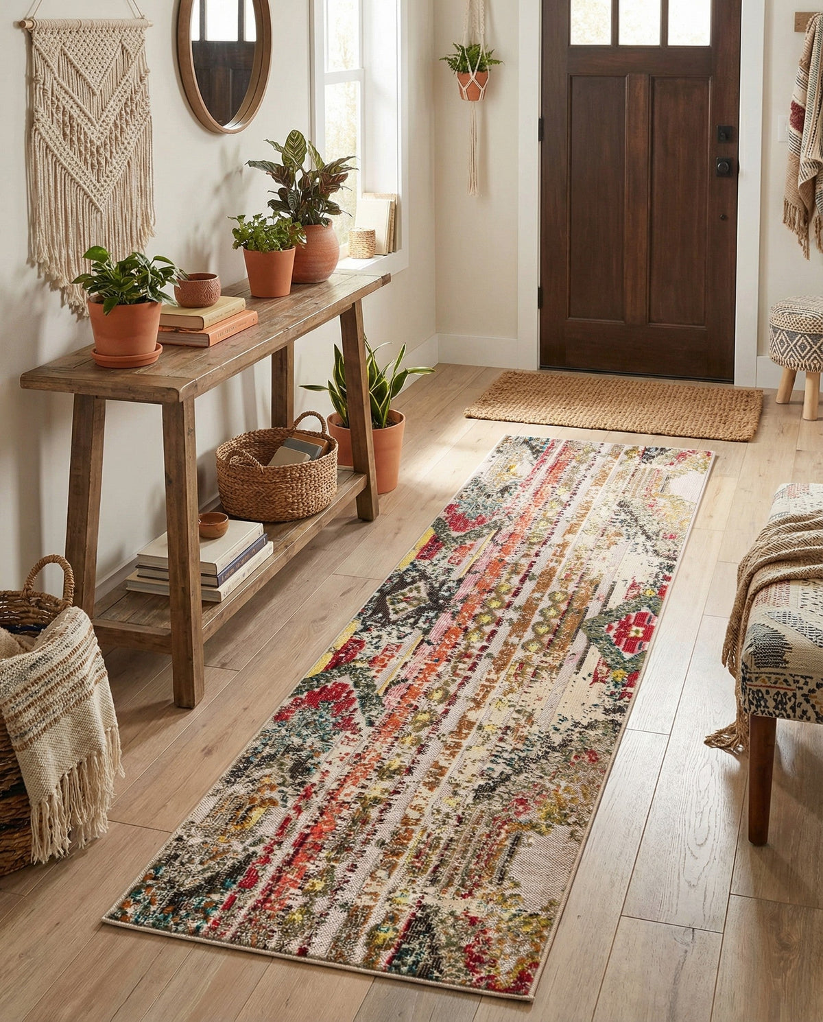 Outdoor Marrakesh Collection Area Rug -  Agadir Runner Multi Beige  lifestyle 137
