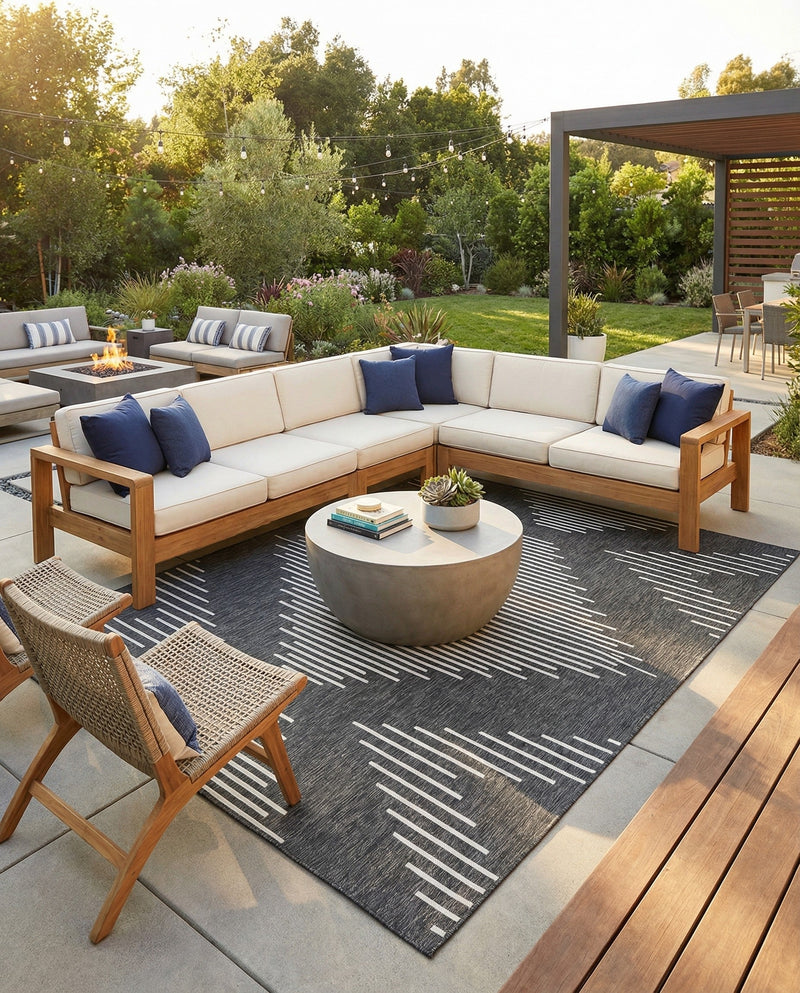 Urban Terrace Collection Area Rug -  Chelsea (Charcoal Gray) Rectangle Charcoal Gray  lifestyle 13