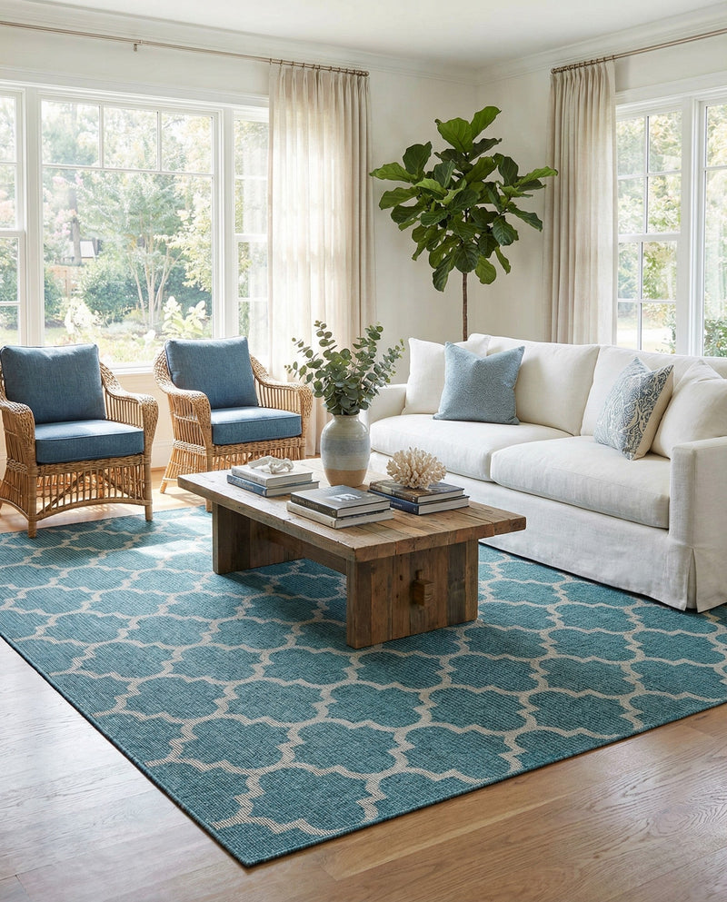Savannah Pergola Collection Area Rug - Arbor (Teal) Rectangle Teal  lifestyle 5