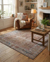 Vintage Memories Collection Area Rug -  Reverie Square Rust Red and Brown  lifestyle 53
