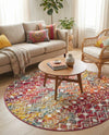 Mediterranean Lattice Collection Area Rug - Santorini (Multi) Round Multi  lifestyle 35