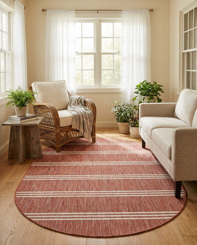 Urban Oasis Rugs Collection Area Rug -  District (Rust Red) Oval Rust Red  lifestyle 47