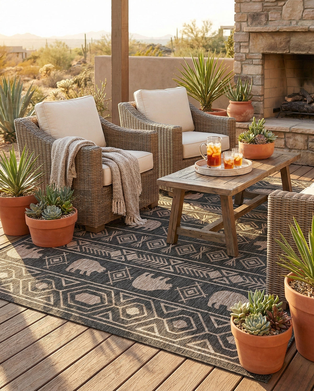 Mesa Oasis Rugs Collection Area Rug - Sundown Square Black  lifestyle 102