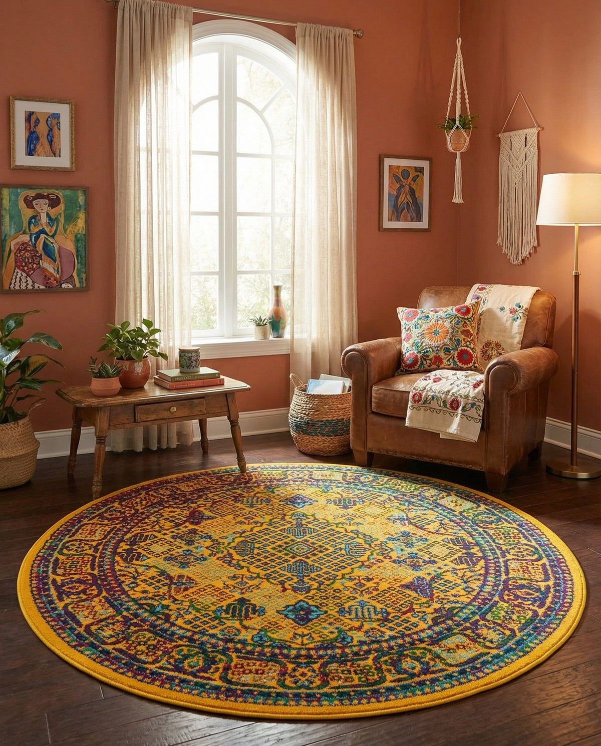 Caribbean Cove Collection Area Rug -  Mustique Round Multi  lifestyle 77