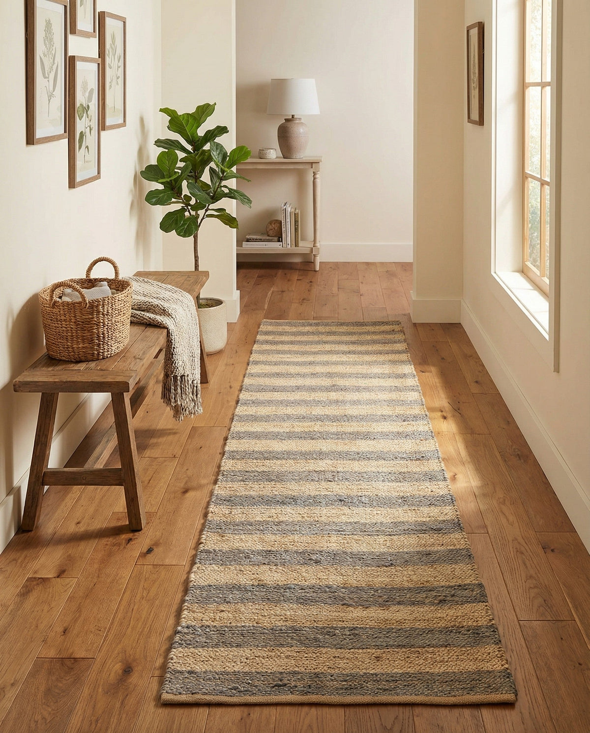 Woven Seaside Jute Collection Area Rug - Nantucket Runner Gray Ivory  lifestyle 146