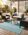 Garden Lattice Charm Collection Area Rug -  Pergola (Aqua) Square Aqua  lifestyle 37