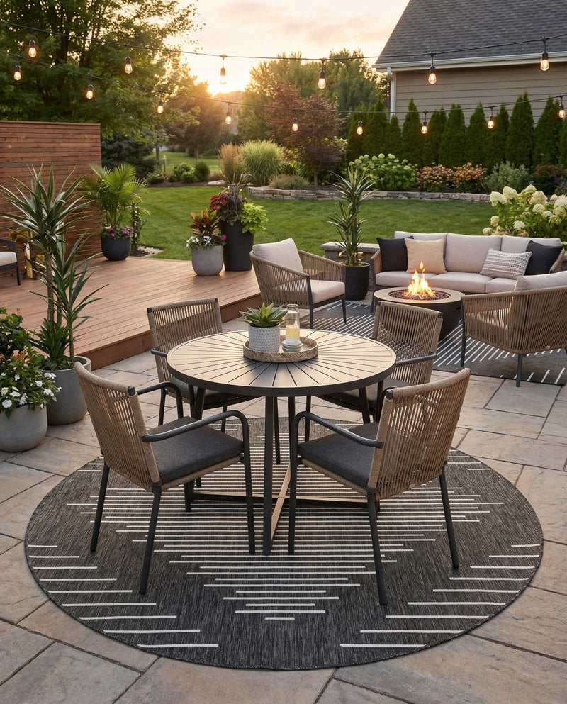 Urban Terrace Collection Area Rug -  Chelsea (Charcoal Gray) Round Charcoal Gray  lifestyle 28