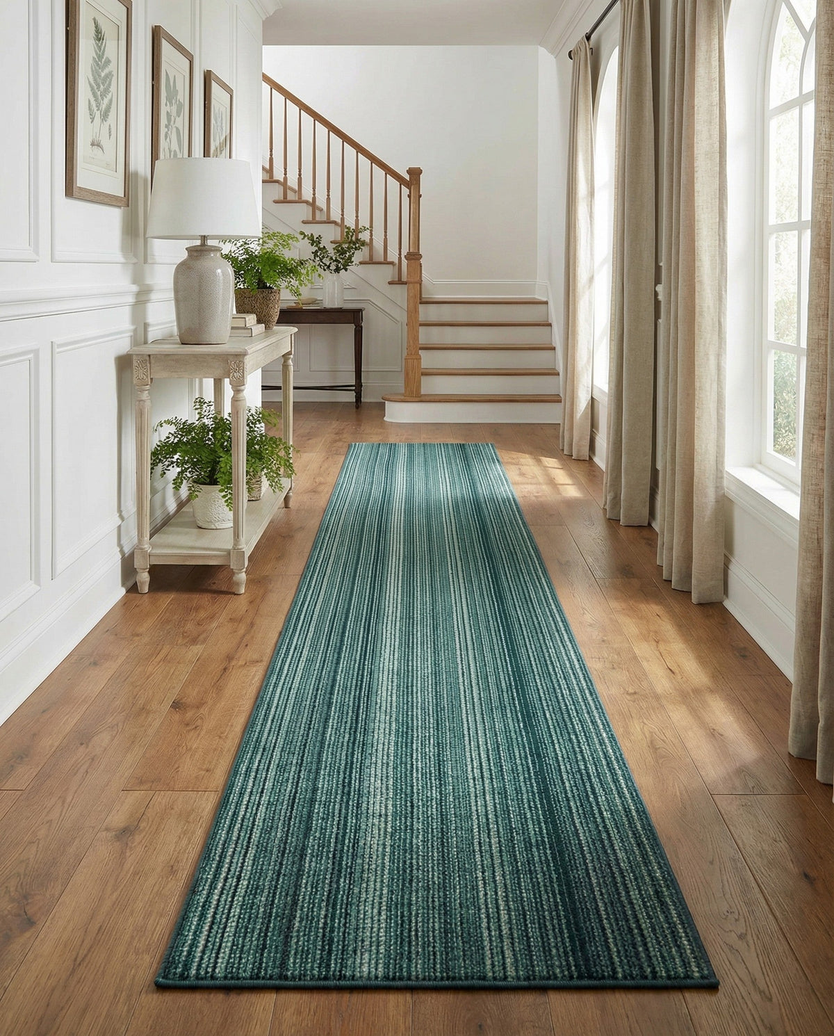 Jewel Oasis Collection Area Rug - Sapphire (Green) Runner Green  lifestyle 113