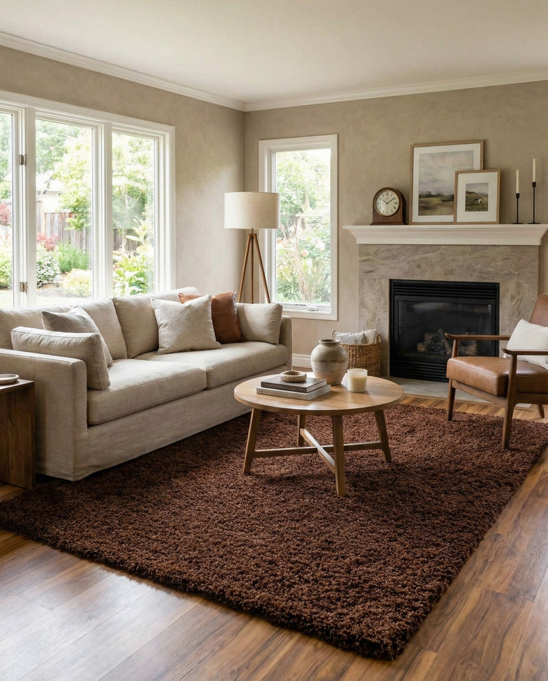 Plush Oasis Collection Area Rug - Serenity (Chocolate Brown) Rectangle Chocolate Brown  lifestyle 15