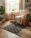 Tulum Trellis Collection Area Rug - Shoreline Rectangle Black  lifestyle 20