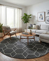 Trellis Mosaic Collection Area Rug - Arborville (Dark Gray) Round Dark Gray  lifestyle 66