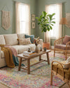 Savannah Threads Collection Area Rug - Charleston Rectangle Ivory Pink  lifestyle 36