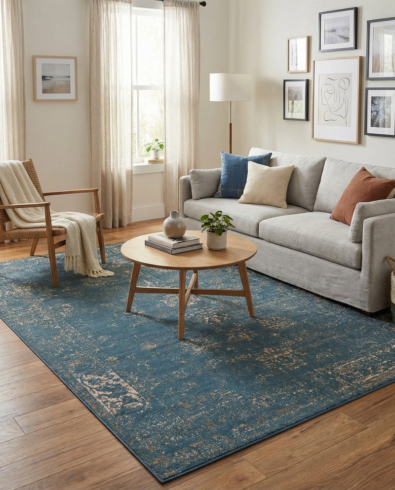 Riviera Elegance Collection Area Rug - Antibes (Blue) Rectangle Blue  lifestyle 25
