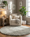 Cozy Haven Shag Collection Area Rug - Serenity (Cloud Gray) Round Cloud Gray  lifestyle 33