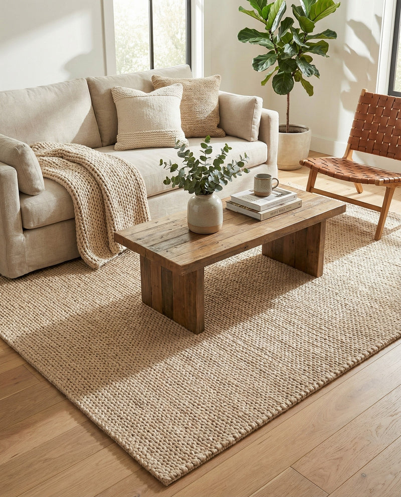 Lana Tasmanian Wool Collection Area Rug - Waitomo Rectangle Taupe  lifestyle 46