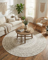 Patio Heritage Collection Area Rug -  Lafayette (Gray) Round Gray  lifestyle 58