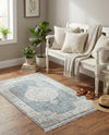 Rustic Charm Revival Collection Area Rug -  Meadowland Rectangle Light Blue  lifestyle 37