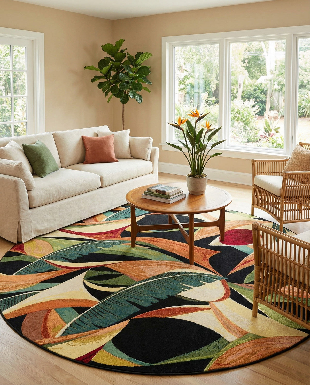 Seaside Blooms Collection Area Rug -  Tivoli Round Multi  lifestyle 84
