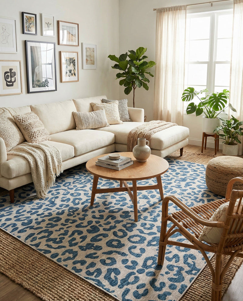 Savannah Escape Collection Area Rug -  Amazon (Blue) Square Blue  lifestyle 27