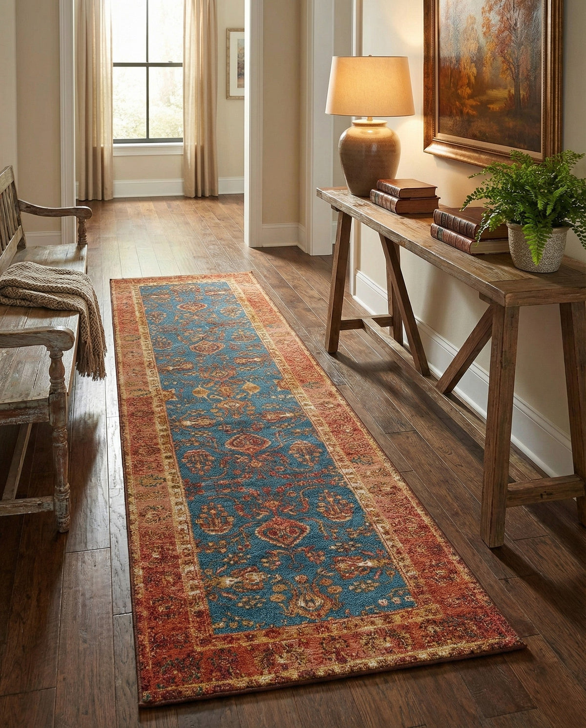 Patio Heritage Collection Area Rug -  Pavilion Runner Navy Blue  lifestyle 52