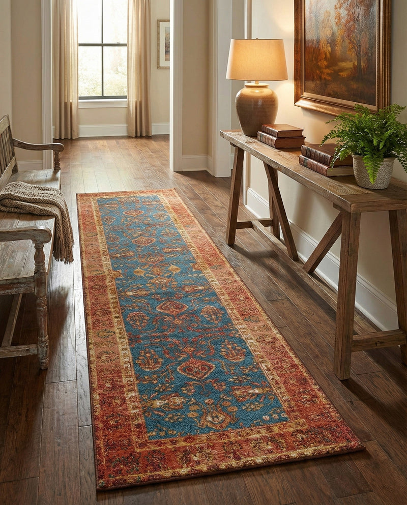 Patio Heritage Collection Area Rug -  Pavilion Runner Navy Blue  lifestyle 52