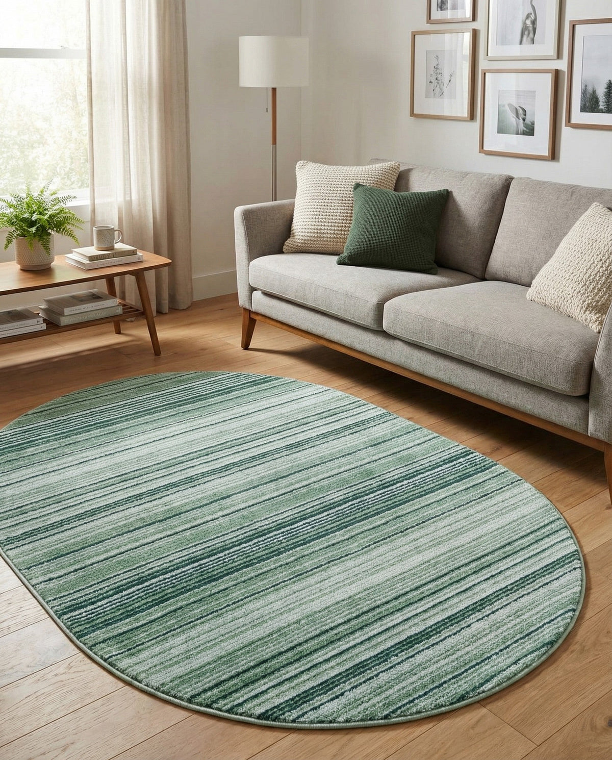 Jewel Oasis Collection Area Rug - Sapphire (Green) Oval Green  lifestyle 114