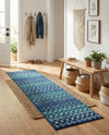 Mediterranean Lattice Collection Area Rug - Santorini (Navy and Teal) Runner Navy and Teal  lifestyle 50