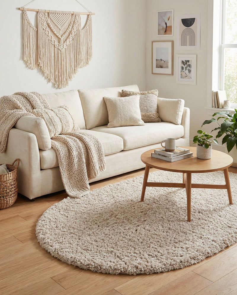 Eternal Plush Oasis Collection Area Rug -  Tranquility (Linen) Oval Linen  lifestyle 41