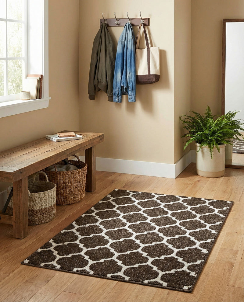 Lattice Gardens Collection Area Rug -  Bloomfield (Chocolate Brown) Rectangle Chocolate Brown  lifestyle 17