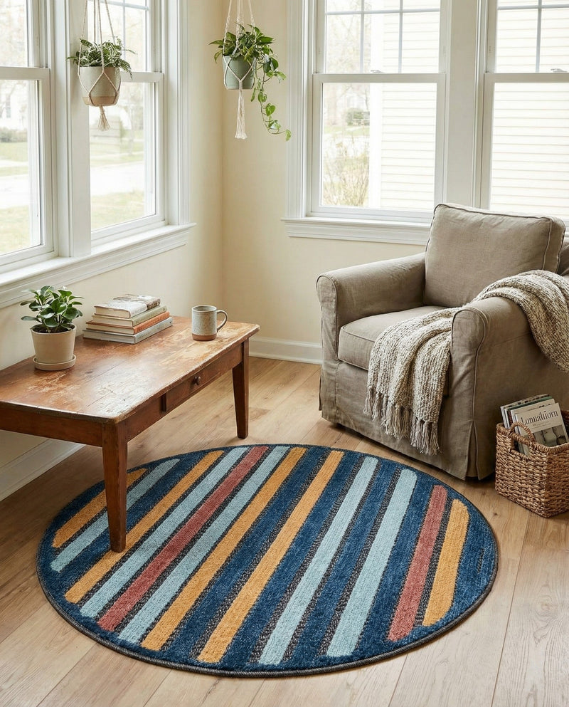 Caribbean Terrace Collection Area Rug -  Martinique Round Charcoal  lifestyle 48