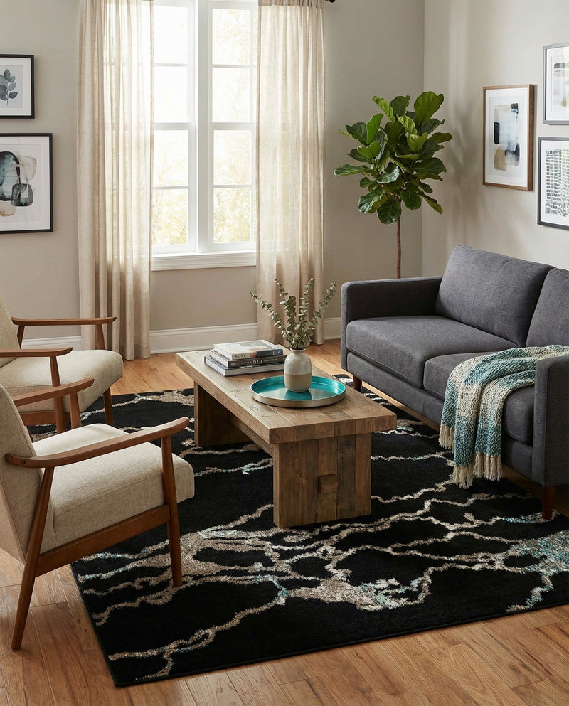 Brighton Terrace Collection Area Rug -  Aldrington Rectangle Navy Blue  lifestyle 37