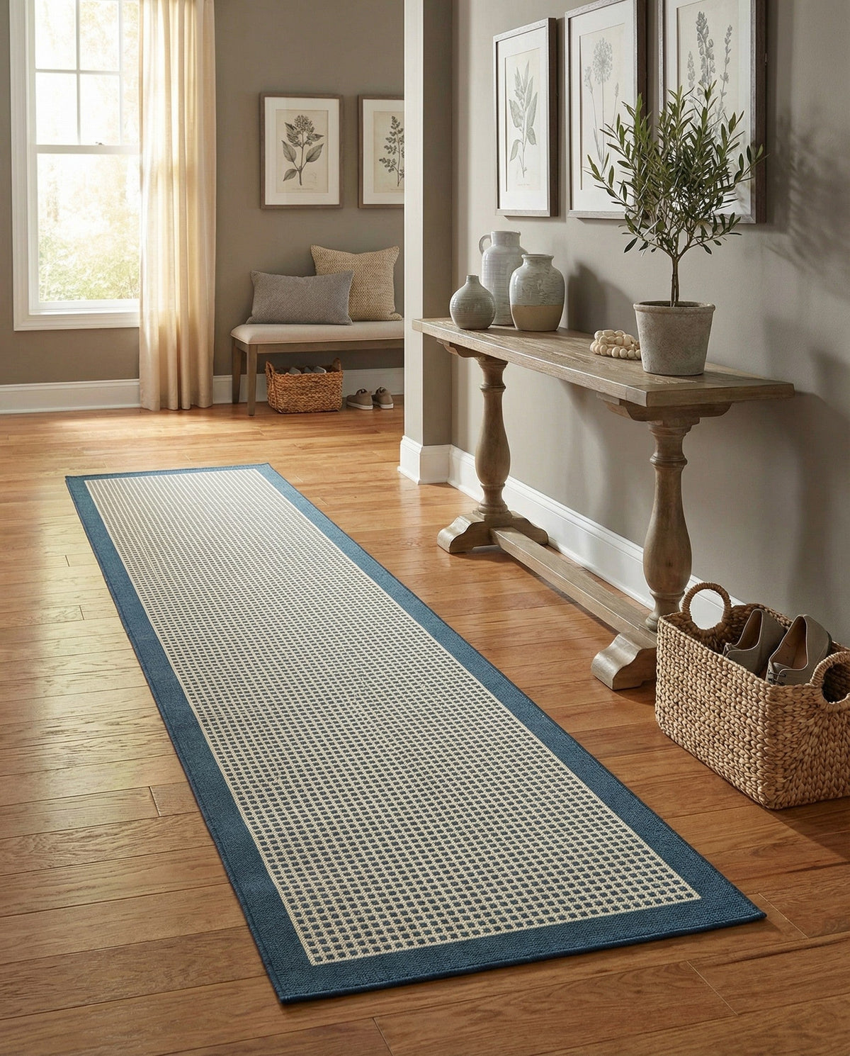 Terrace Fringe Collection Area Rug - Oceanside Runner Navy Blue  lifestyle 189
