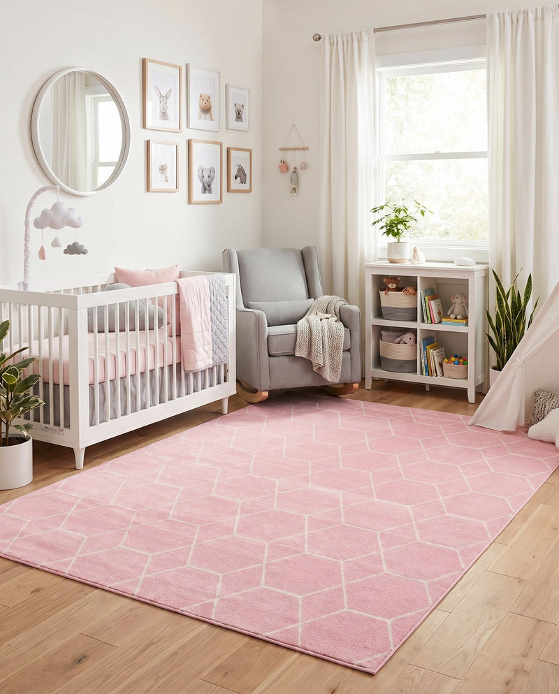 Trellis Mosaic Collection Area Rug - Arborville (Light Pink) Rectangle Light Pink  lifestyle 24